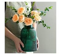 asdchZen Jarrón Florero Jarrón De Cristal Transparente A Rayas Jarrón Delicado Recipiente Hidropónico Arreglo Floral De Escritorio Sala De Estar Mesa De Comedor Florero Jarrón, L