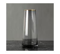 asdchZen Jarrón Florero Jarrones De Vidrio Flores Hidropónicas Plantas Verdes Jarrones Oficina Sala De Estar Flores Secas Arreglo Floral Decoración Jarrones De Flores De Vidrio Gris Jarrón, M