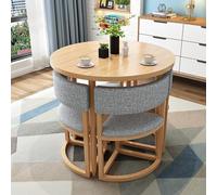 asdchZen Juego De Mesa De Comedor Redonda Moderna con 4 Sillas - Mesa De Conferencias De 80 Cm para Cocina Y Sala De Estar, Solución Elegante Y Compacta, Un Solo Color, A2