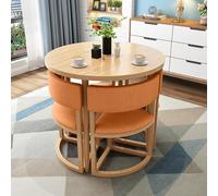 asdchZen Juego De Mesa De Comedor Redonda Moderna con 4 Sillas - Mesa De Conferencias De 80 Cm para Cocina Y Sala De Estar, Solución Elegante Y Compacta, Un Solo Color, A10