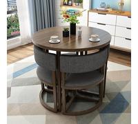 asdchZen Juego De Mesa De Comedor Redonda Moderna con 4 Sillas - Mesa De Conferencias De 80 Cm para Cocina Y Sala De Estar, Solución Elegante Y Compacta, Un Solo Color, B3