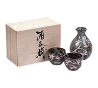 asdchZen Juego De Sake Japonés (3 Piezas, Incluye Botella Y Dos Tazas)