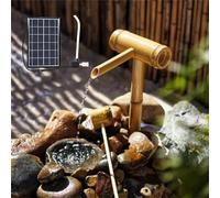 asdchZen Kit De Fuente Solar De Bambú, Fuente Independiente para Exteriores con Bomba Solar, Fuente De Agua con Detalles De Bambú, Fuente Zen Feng Shui, para Oasis Interior/Exterior DIY, 50 Cm