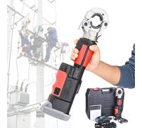 asdchZen Kit De Herramientas De Crimpado Electrohidráulicas, Crimpadora De Cables Inalámbrica con 12 Pares De Matrices Y 2 Baterías para Terminales Y Cables De 10-300 Mm², Color Rojo.