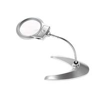 asdchZen Lupa Grande 2X 5X con Luz Led Y Soporte Plegable, con 2 Lámparas Led Y Lente Jumbo De 5,5 Pulgadas. La Mejor Lupa Manos Libres con Luz.