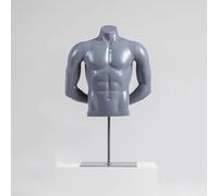 asdchZen Maniquí De Medio Cuerpo para Exhibición De Ropa con Torso Y Soporte Metálico, Altura Ajustable, Brazos Desmontables, para Camisa, Gris, Estilo Masculino B