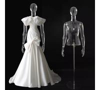 asdchZen Maniquí De Torso para Vestido De Novia con Soporte, Estante para Exhibición De Medio Maniquí De Tienda, Percha para Maniquí De Torso con Altura Ajustable, Accesorios De Modelo, Estilo C