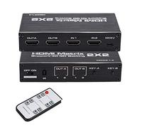 asdchZen Mezclador De Vídeo 4K Hdmi Matrix Switcher 2X2 Matrix Hdmi Switch Splitter 2 En 2 out Hdmi Switcher con Control Remoto IR