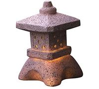 asdchZen Miniatura De Pagoda con Luz Led Solar para Jardín, Estatua De Farolero Oriental Cuadrado De Resina con Forma De Pagoda, Adorno De Arte Zen Asiático.