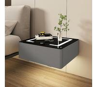 asdchZen Moderna mesita de noche flotante con cajón, mesita de noche montada en la pared, mesita de noche inteligente, mesita de noche LED inteligente con 1 cajón (gris oscuro, 40 cm)