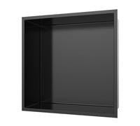 asdchZen Nicho De Ducha De Acero Inoxidable De 32 X 32 Cm, con Un Solo Estante Empotrado para Baño, No Necesita Azulejos, Resistente Al Agua, Dorado Y Negro.