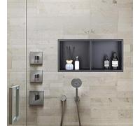 asdchZen Nicho De Ducha Sin Azulejos, Nicho De Ducha Empotrado con Un Solo Estante, Almacenamiento De Ducha Moderno De Acero Inoxidable 304 Que Ahorra Espacio, Gris, Gris