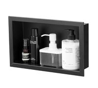asdchZen Nicho De Pared para Ducha con Un Solo Estante, De Acero Inoxidable Cepillado, Empotrado En Pared, con Azulejos, Color Negro.
