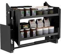 asdchZen Organizador de cocina de 2 niveles para armario de cocina, estante alto, estante integrado, ahorro de espacio, utensilios elevables, negro, un color, gabinete de 60 cm