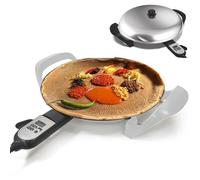 asdchZen Plancha Eléctrica para Injera Etíope, Crepera Antiadherente, Sartén para Chapatis Y Panqueques con Control De Calor Digital Ajustable para Una Cocción Uniforme.