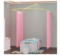 asdchZen Room Dividers Panels, 1Pcs Privacy Partition Curtain,Iron Support Wall Mounted Curtain,U Shaped Room Divider,For Beauty Salon,Fitting Room,Shared Bedroom,Pink-W 2.8,Pink-W 2.8