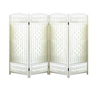 asdchZen Room Dividers Panels, Short Folding Screen,Rattan Woven Freestanding Privacy Screen,Foldable Portable Screen,Indoor Room Decorative Partition,White-120X40Cm-4 Panels,White-120X40Cm-4 Panels