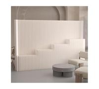 asdchZen Room Partition Paper Room Divider Folding Privacy Screen with Storage Shelves, Portable Creative Decorative Partition Wall For Home Office Classroom Studio Meeting,White-,White-7.87X9.84Ft