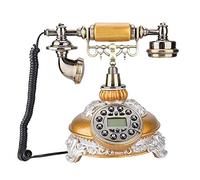 asdchZen Teléfono Retro, Teléfono Fijo Retro con Cable, Estilo Europeo Antiguo, con Pantalla LCD para Identificación De Llamadas, Calendario, Reloj, Pantalla Retroiluminada, Un Color, A