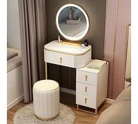 asdchZen Tocador Blanco con Luces Led, Espejo Y Cajones - Elegante Tocador Y Taburete De Almacenamiento para Dormitorio De Mujeres Y Niñas - Tocador De 50 Cm, Blanco - 50 Cm