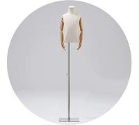 asdchZen Torso De Maniquí Femenino, Altura Ajustable, Modelo Infantil, Medio Torso, Expositor De Ropa para Tienda De Ropa Infantil, Diseño De Costura, Tela De Lino.