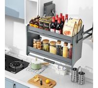 asdchZen Upper - Organizador de almacenamiento de pared de cocina de 2 niveles, estante de almacenamiento ajustable para especias y platos, 4 velocidades y 3 velocidades, 65 cm de ancho, 65 cm de