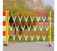 asdchZen Valla De Tráfico Móvil Extensible, Valla De Tráfico Retráctil Portátil, Barrera De Seguridad De Fácil Montaje, Barricada Metálica Industrial Extensible, Roja, 120 X 250 Cm