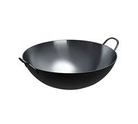 asdchZen Wok De Hierro Forjado A Mano, Sartén Antiadherente De Doble Asa, Wok De Freír Tradicional, 45 Cm, Color Negro