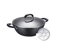 asdchZen Wok De Hierro Fundido Antiadherente con Tapa, Wok con Rejilla para Cocinar Al Vapor, Juego De Wok, Sartén, 36 Cm (14,2 Pulgadas)