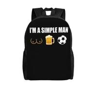 ASDCTYTKO Mochilas personalizadas de fútbol I Am A Simple Man para mujeres Hombres Colegio Estudiante universitario Portátil de 15 pulgadas Bolsa deportiva de fútbol americano regalo para el festival