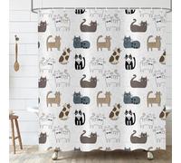 ASDCXZ Cortina de Ducha de Gato 180x200 cm, Dibujos Animados Lindo Colorido Gatito Niños Baño Divertida Animal Impermeable Cortina de Baño Textil Lavable Cortinas Ducha para Bañera con 12 Ganchos