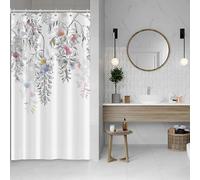 ASDCXZ Cortina de ducha de hojas 120 x 180 cm, primavera acuarela multicolor flores hojas plantas baño lavable estrecho cortinas de ducha poliéster textil impermeable cortina de ducha para bañera con
