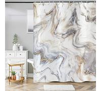 ASDCXZ Cortina de Ducha de Mármol 120x200 cm, Moderna Abstracta Gris Dorado Marrón Mármol Cortinas de Ducha Lavables Textil de Cortina Ducha de Baño Impermeable con 8 Ganchos