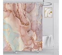ASDCXZ Cortina de Ducha de Mármol 180x200 cm, Moderna Abstracta Dorada Naranja Púrpura Mármol Tela Lavable Cortinas de Ducha de Baño Textil de Cortina Ducha de Baño Impermeable con 12 Ganchos