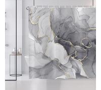 ASDCXZ Cortina de Ducha de Mármol 180x200 cm, Moderna Abstracta Gris Oro Mármol Lavable Cortinas de Ducha de Baño Textil de Cortina Ducha de Baño Impermeable con 12 Ganchos