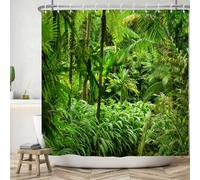 ASDCXZ Cortina de ducha de selva 180 x 200 cm, paisaje natural verde selva bosque tropical planta baño lavable cortinas de ducha poliéster textil impermeable cortina de baño para bañera con 12 ganchos
