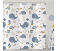 ASDCXZ Cortinas De Ducha Infantiles 180x200 cm, Mundo Submarino Tortuga Peces Medusas Niño Cortinas Ducha Lavables Textil De Cortinas De Ducha Impermeables para Bañera con 12 Ganchos