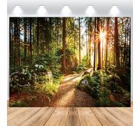 ASDCXZ Fondo de Bosque 2,5x1,8m, Naturaleza Verde Selva Bosque Paisaje Sol al Aire Libre Camping Fotografía Telón de Fondo Vinilo Cumpleaños Fiesta de Bienvenida al bebé Estudio Fotográfic Accesorios