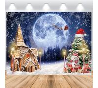 ASDCXZ Fondo de Navidad 3x2,5 m, Noche de ensueño Luna de Nieve árbol de Navidad muñeco de Nieve Fondo de Vinilo Celebración Familiar Fiesta Adornos de Pared Niños fotografía telón de Fondo