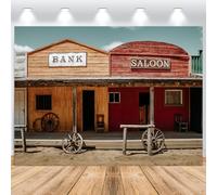 ASDCXZ Fondo de Vaquero Occidental 2,2x1,5 m, Salón Vintage del Salvaje Oeste Casa de Madera rústica con Puerta Telón de Fondo de Fotografía Baby Shower Cumpleaños Decor de Fiesta Occidental Banner