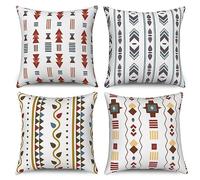 ASDCXZ Fundas de Cojines 40x40 cm Juego de 4 para Sofá - Geometría de Reglas Bohemias Modernas - Lino de Poliéster Lavables para Exteriores