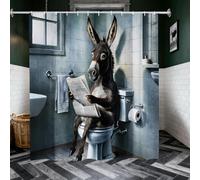 ASDCXZ Gracioso Burro Cortina de Ducha 180x200 cm, Cuarto Baño Rústico Culos Divertidos Caca Granja Animales Salvajes Impermeable Cortina Baño Textil Lavable Cortinas Ducha para Bañera con 12 Ganchos