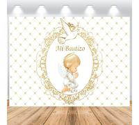 ASDCXZ Mi Bautizo Telón de Fondo 2,2x1,5m, Dios Bendiciendo Primera Comunión Vinilo Fondo de Fotografía Recién Nacido Niño Niña Baby Shower Fiesta Banner Decoraciones Suministros Fotomatón Accesorios
