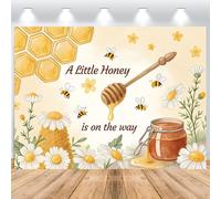 ASDCXZ Telón de Fondo Baby Shower de Abeja 2.2x1.5m, A Little Honey is on The Way Bebé Fiesta Fotografía Fondo Flores Abejorro Panal Niños Niñas Baby Shower Tema Fiesta Decoración Banner
