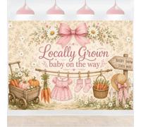ASDCXZ Telón de Fondo Baby Shower para Niñas 2.7x1.8m, Locally Grown Baby on The Way Vintage Otoño Cosecha Vestido Rosa Fondo de Fotografía para Chica Calabaza Bienvenida al Bebé Fiesta Decor Bandera