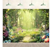 ASDCXZ Telón de Fondo Bosque Encantado 2.2x1.5m, Primavera Flores Mariposa Setas País Milagroso Selva Fotografía Fondo Hada Bosque Té de Hadas Cumpleaños Fiesta Decoración Bandera Estudio Accesorios