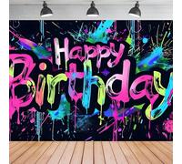 ASDCXZ Telón de Fondo Cumpleaños de Neón 3.6x3m, Divertido Graffiti de Salpicaduras de Pintura Colorida Fotografía Fondo Genial Cumpleaños Fiesta Pastel de Mesa Decoración Banners Foto Accesorios