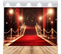 ASDCXZ Telón de Fondo de Alfombra Roja 2.7x1.8m, Fondo de Cortina Roja Dorada Alfombra Roja VIP Película Fiesta Fotografía Fondo Cinta Dorada Premios Fondo de Fiesta Graduación Fiesta de Cumpleaños