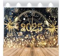 ASDCXZ Telón de Fondo de Año Nuevo 2025 2,5x1,8 m, Partículas Doradas Purpurina Fuegos Artificiales Fondo de Cuenta Regresiva Vinilo Feliz Año Nuevo para Fiesta Familiar Fotografía