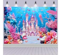ASDCXZ Telón de Fondo de Bajo el Mar 2.7x1.8m, Bajo el Agua Mundo Castillo Coral Sirena Océano Tema Fotografía Fondo para Chicas Princesa Cumpleaños Bebé Fiesta Decoración Banners Foto Accesorios